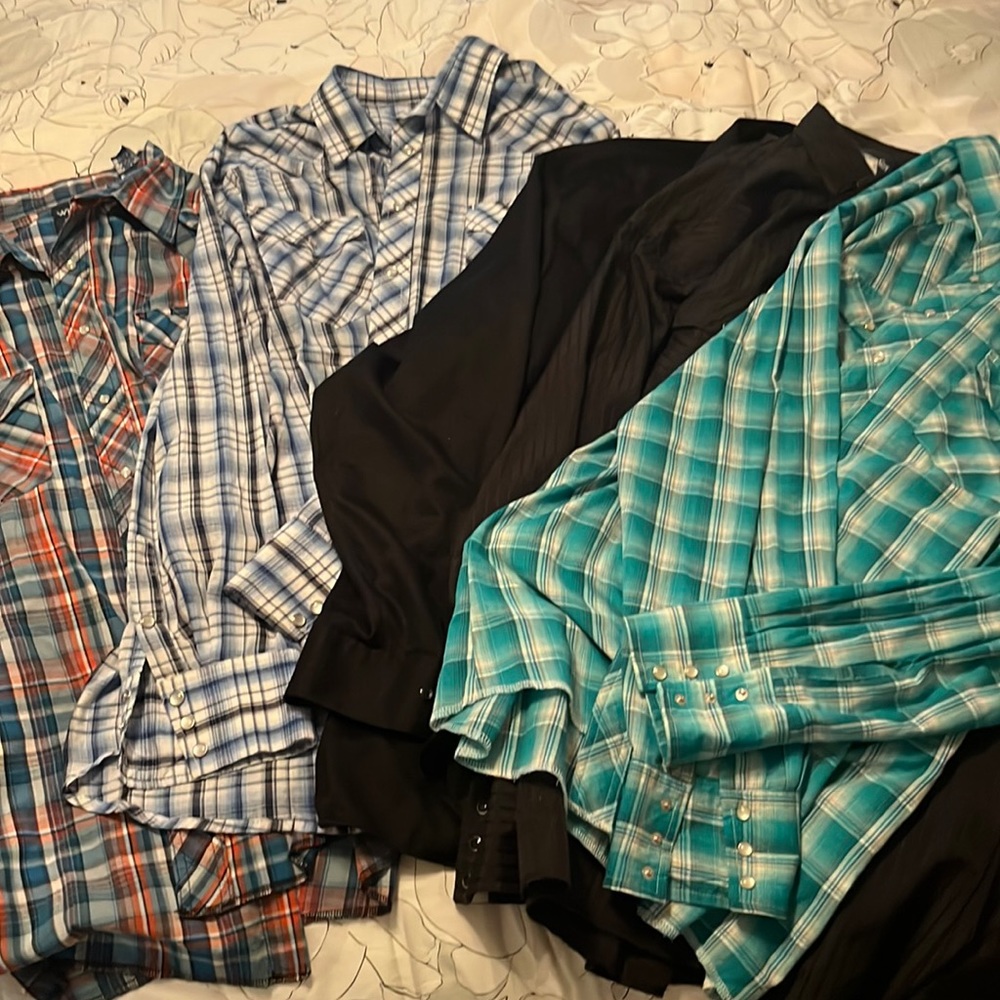5 Mens Long sleeve Button down shirts (2XLT)
